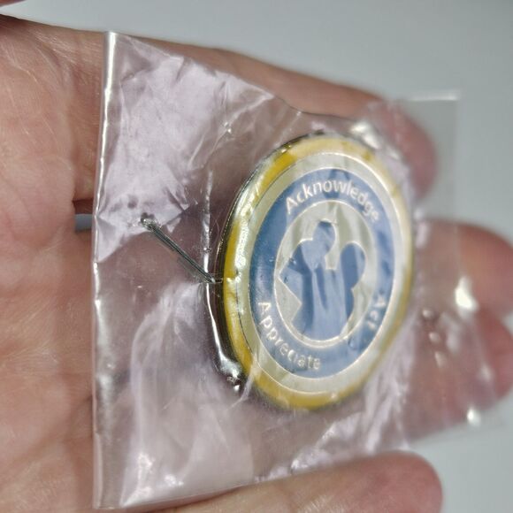 Walmart Silver Tone Blue Yellow Enamel Acknowledge Act Appreciate Pin - Picture 3 of 10